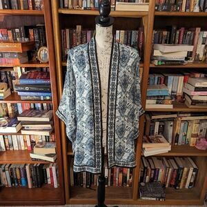 MAX studio open blue Paisley kimono sz m nwt
